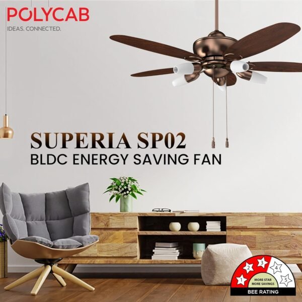 Polycab Superia SP02 Star Rated Premium BLDC 1200mm Ceiling Fan for home with Remote