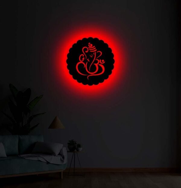 Lord Ganesha 3D Wall Art Design LED Back Decorative Wall Light 18x18 Inch