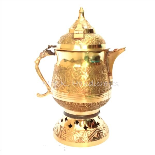 M.Y.K. Handicrafts - Brass Samovar - Kettle - Teapot - Golden Brass Kashmiri Design