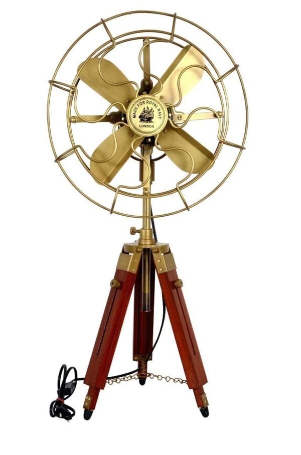 STAR LIGHT Antique Tripod Fan with Modern Vintage Style Wooden Tripod Stand