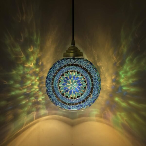 urkish Moroccan Mosaic Blue Ceiling Hanging Light Chandelier